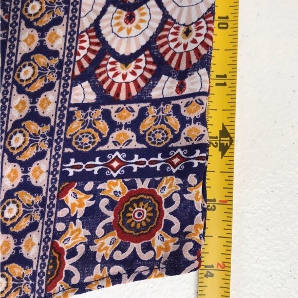 Collective Concepts Print Boho Tie Front Long Sleeve Blouse Womens Size XL - Picture 9 of 12
